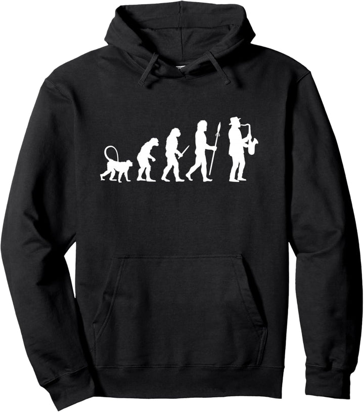 Evolution der Jazz Musik Saxophonist Saxophonspieler Pullover Hoodie