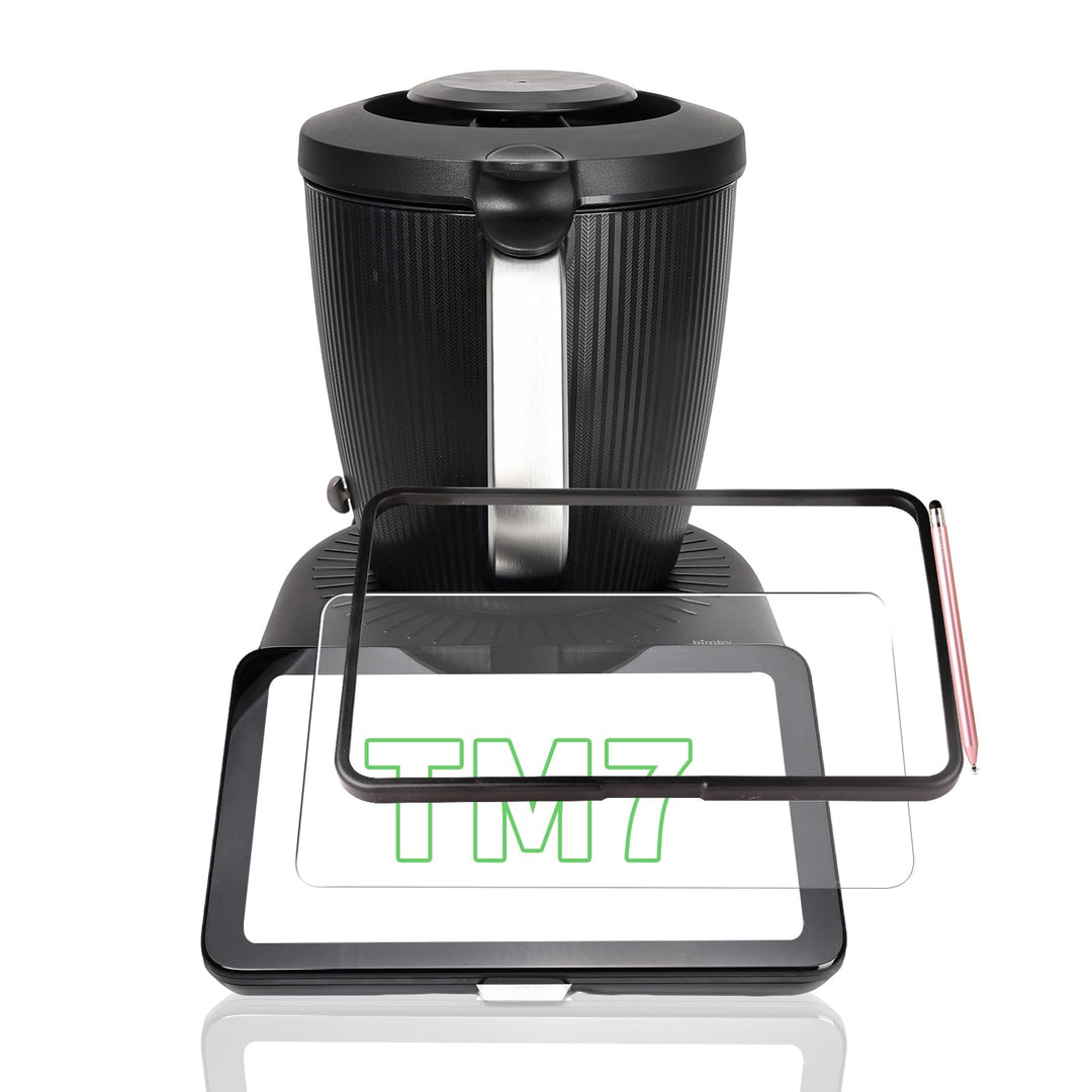 Premium 3-in-1 Display-Schutzrahmen für Thermomix TM7 – robuster PC+ABS-Rahmen, 9H Panzerglas & magn