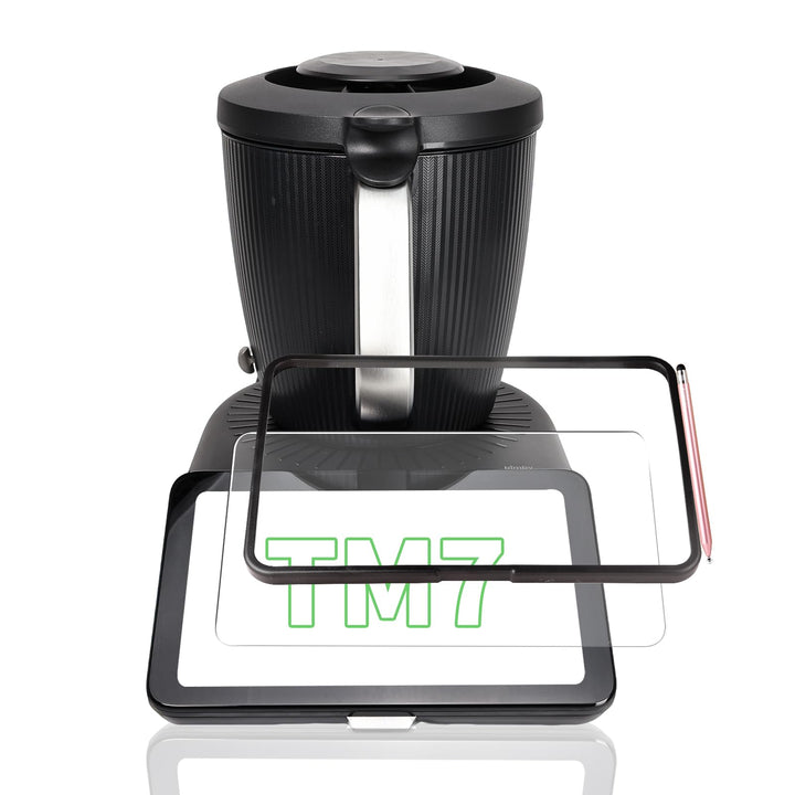 Premium 3-in-1 Display-Schutzrahmen für Thermomix TM7 – robuster PC+ABS-Rahmen, 9H Panzerglas & magn