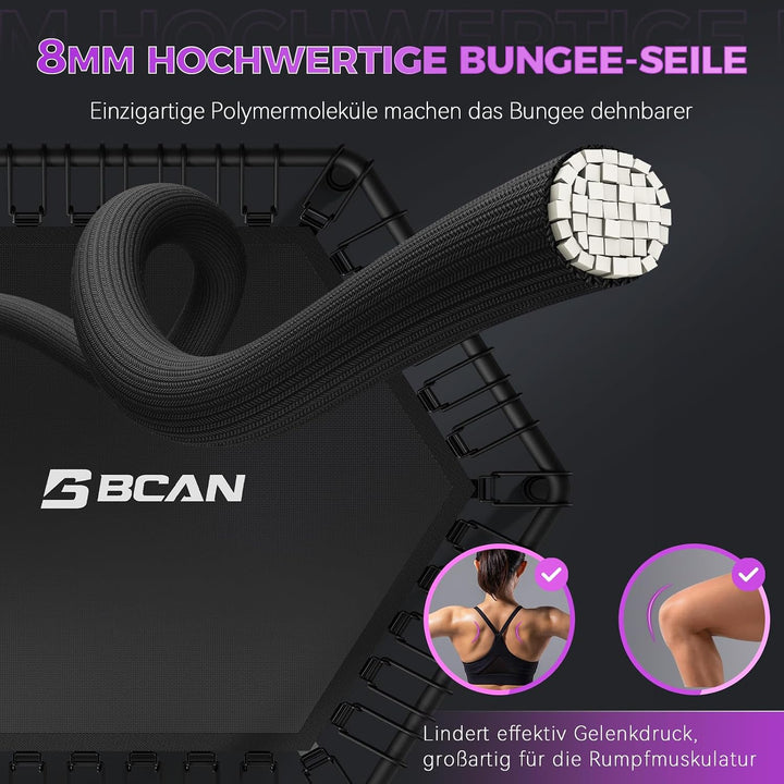 BCAN Fitness Trampolin Indoor Ø 122/130 cm, Trampolin Erwachsene bis 250 kg, Bodentrampolin mit vers