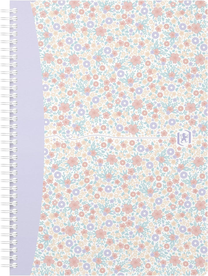 Oxford Spiralbuch B5, kariert, 60 Blatt, Floral, 4 Blumen-Motive, 5 Stück, kariert