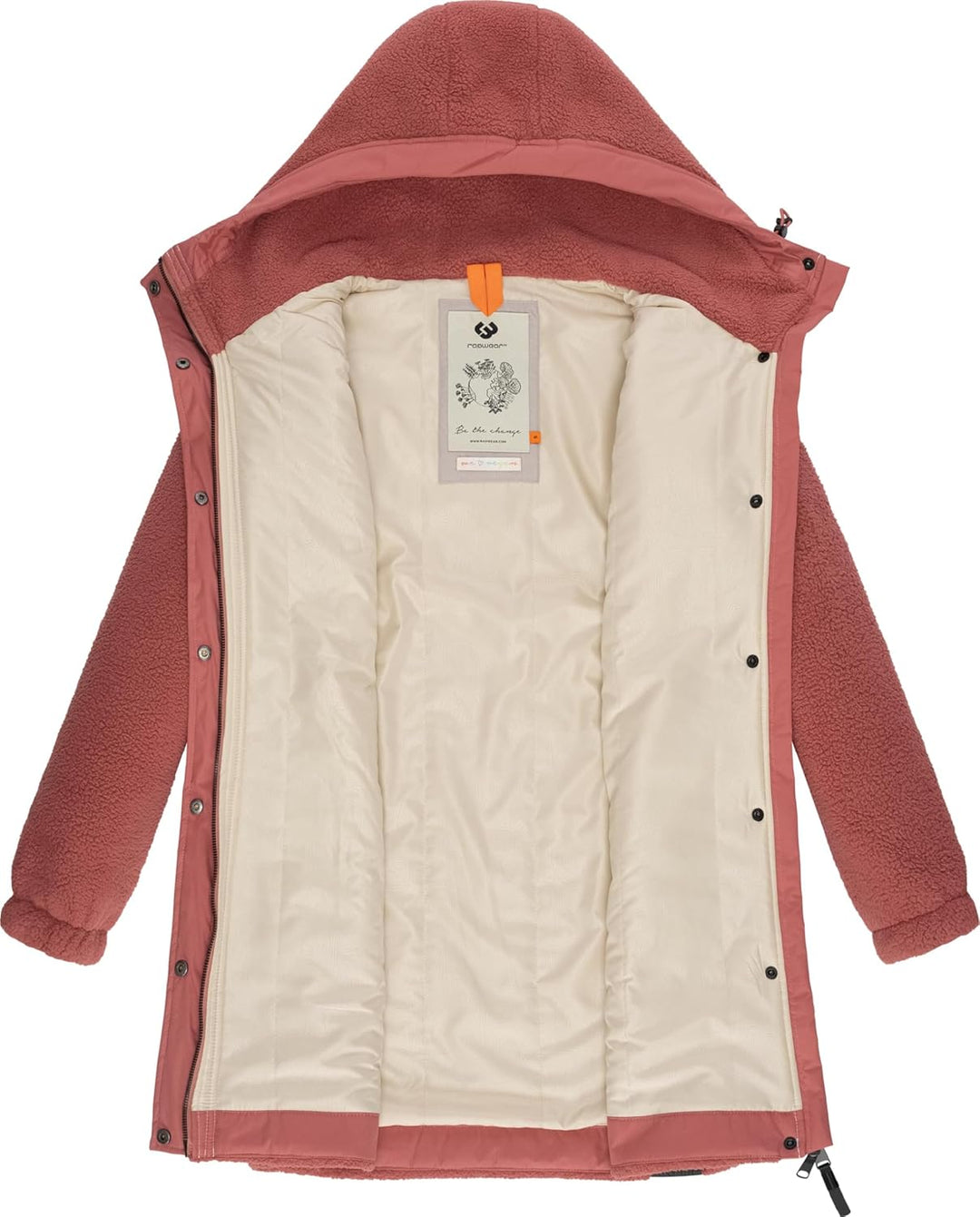 Ragwear Damen Fleecejacke Kurze Teddyfleece-Jacke warm mit Kapuze Cousy XS-6XL M Old Pink24, M Old P