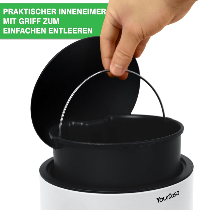 YourCasa Mülleimer Bad [5L] aus Edelstahl für Badezimmer [Softclose] - Badmülleimer Klein - Kosmetik