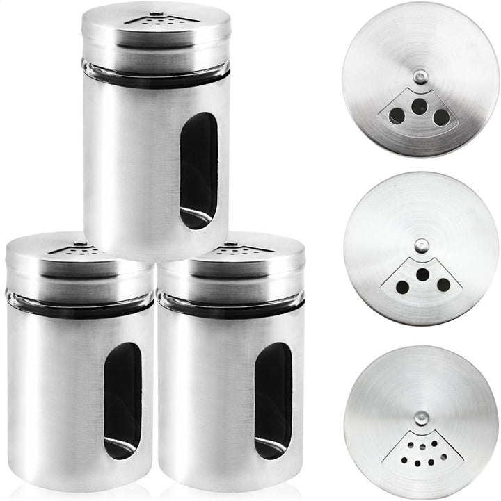 com-four® 12x Salz,- Gewürz,- & Kräuterstreuer Edelstahl (12 Stück - silberfarben), 12 Stück - Silbe