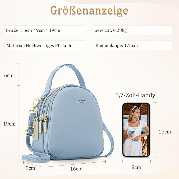 DORRISO Mini Damen Rucksack Elegant Tagesrucksack mit Kopfhörerloch Handtasche für Schule Reisen Läs