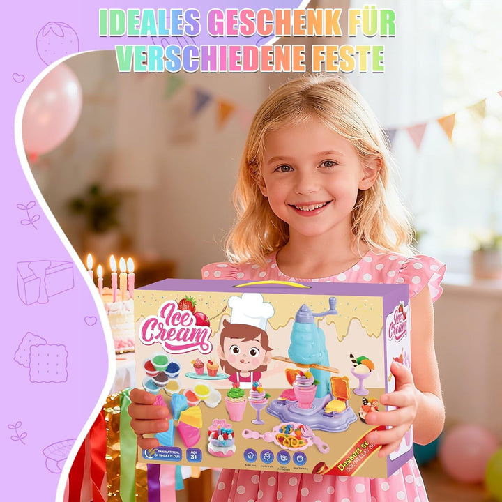 JoiTale Knete Set für Kinder, 42 Eismaschine Set Knete Zubehör , Kinderknete Kitchen Creations Spiel