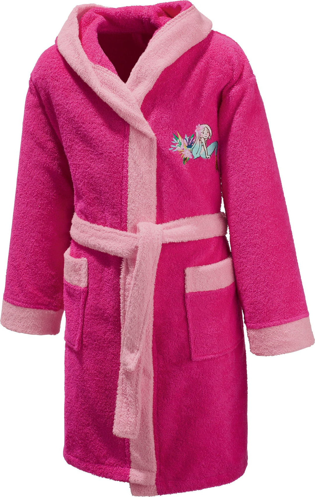 Erwin Müller Kinder-Bademantel mit Kapuze Frottier pink Grösse 98/104 - weich, hautfreundlich, mit a