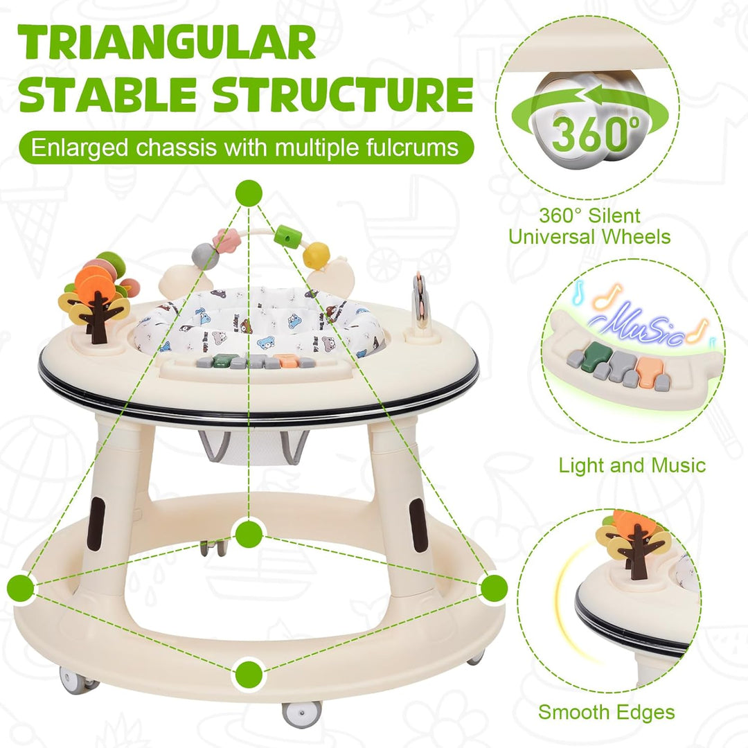 Lauflernhilfe, Baby Walker Höhenverstellbar mit 360° Drehbares Sitzkissen,Überrollsicherer Lauflernw
