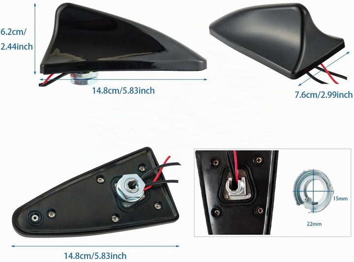 Vecys DAB DAB+ Car Antenna Shark Fin FM/AM Radio Antenna Signal Booster SMA to DIN Plug Connector Ca
