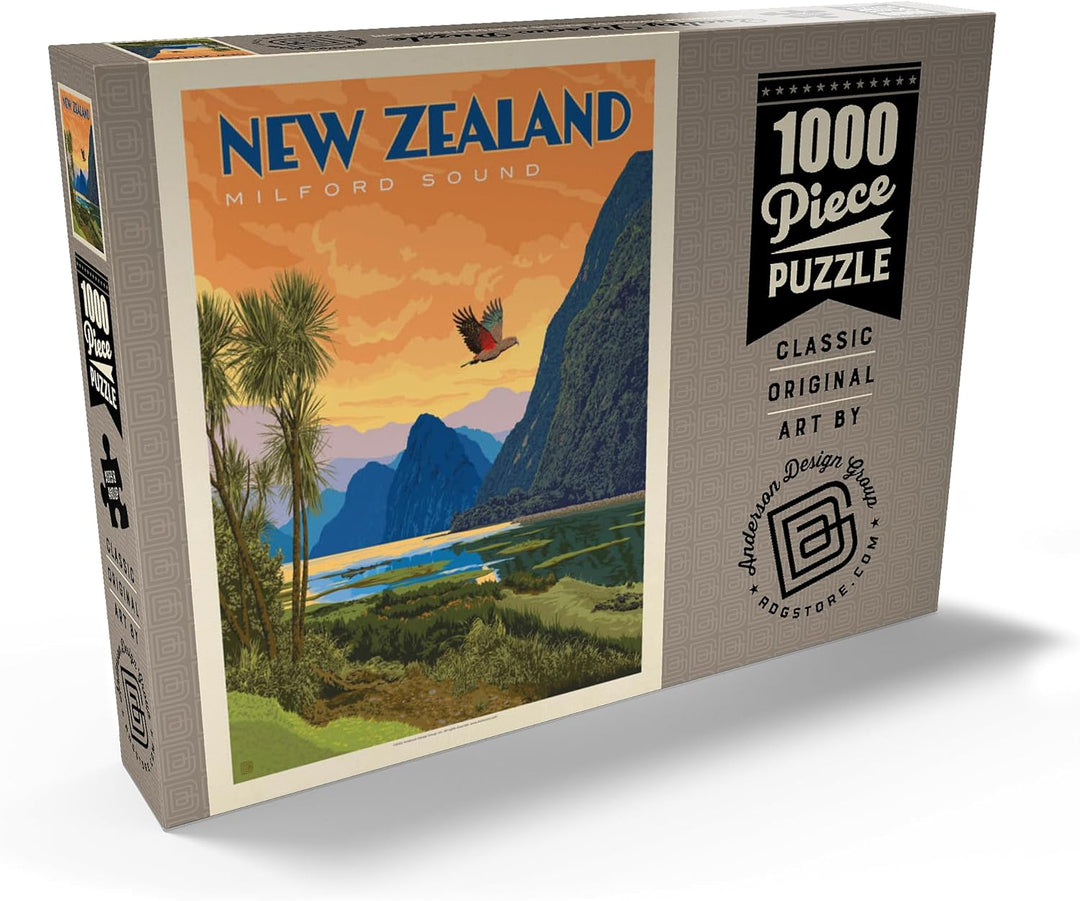 Neuseeland: Milford Sound, Vintage Poster - Premium 1000 Teile Puzzle - MyPuzzle Sonderkollektion vo