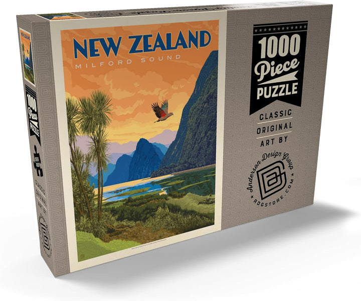 Neuseeland: Milford Sound, Vintage Poster - Premium 1000 Teile Puzzle - MyPuzzle Sonderkollektion vo