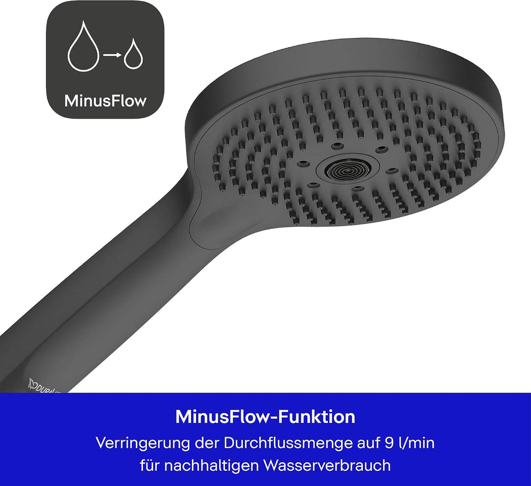 Duravit Universal Duschkopf, Duschbrause mit 3 Strahlarten (Rain, Pulse, Mono), Handbrause rund (Ø 1