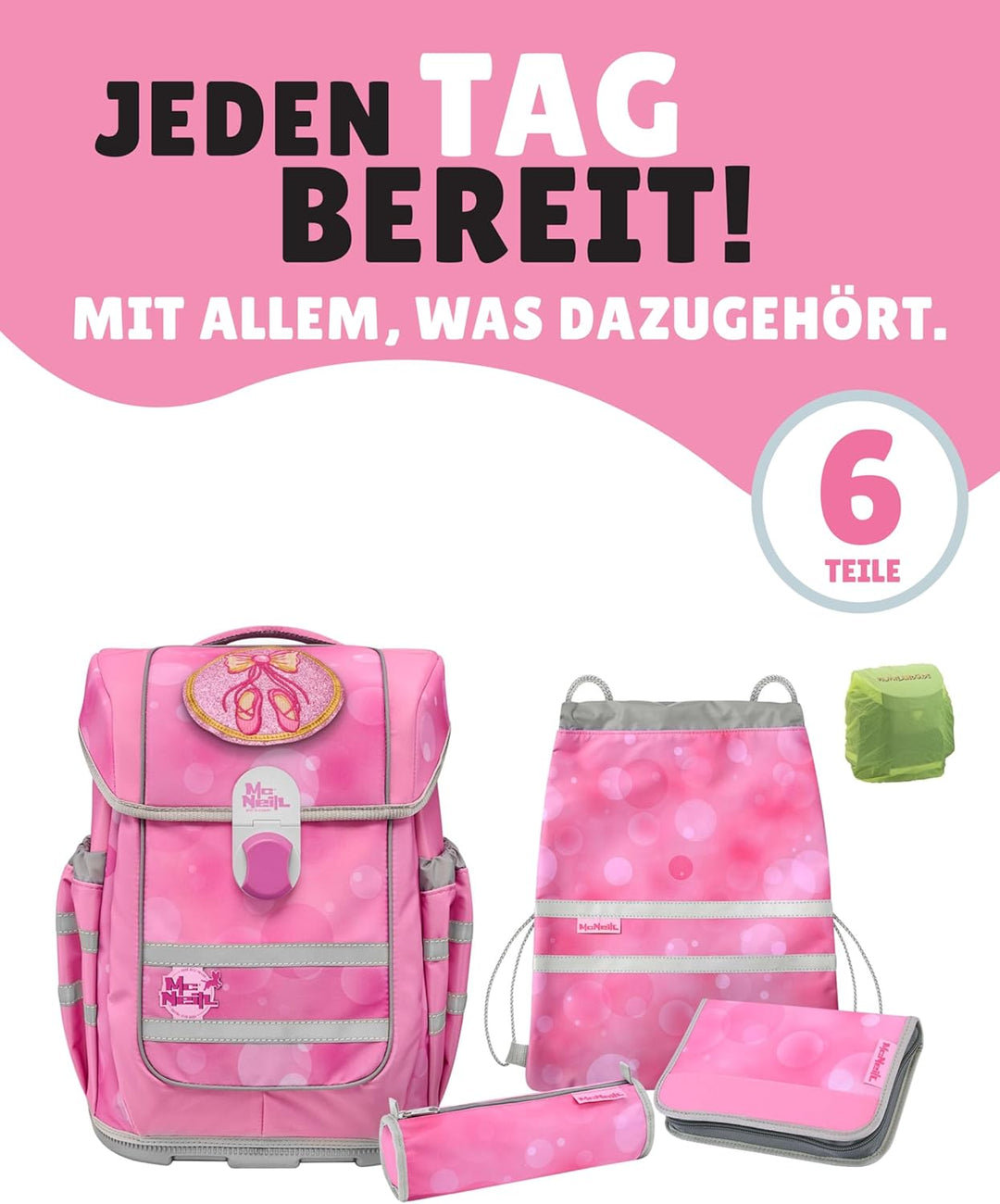 Familando - McNeill Ergo Complete Schulranzen Set - 6-teilig mit Federmappe - Ballerina - Ergonomisc