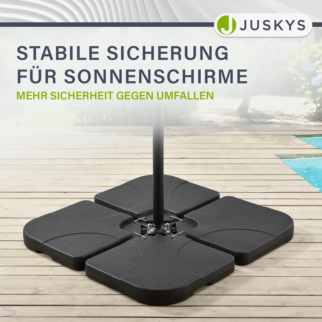Juskys Schirmgewicht 4er-Set Quad für Schirmständer mit 60 Liter Wasser oder 80 kg Sand befüllbar HD