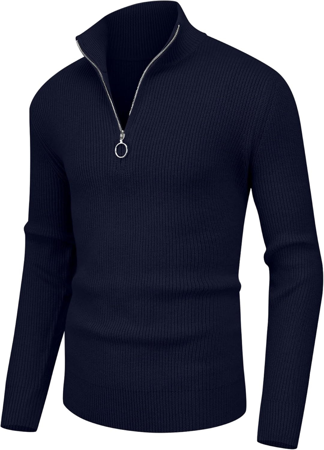 Hisir Pullover Herren Strickpullover 1/4 Zip Pulli Männer, Bequem Weich Warmer Winter Pullover für M