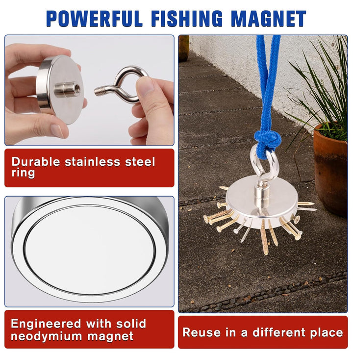 FINDMAG Superstarke Neodym-Angelmagnete, 700 Pfund (317 kg) Zugkraft, Seltenerdmagnet mit versenktem