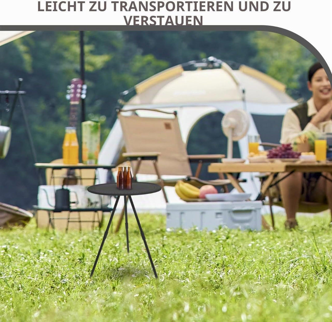 BESPORTBLE Klappbarer Campingtisch Rund Tragbar Höhenverstellbar Stabil Leicht Für Outdoor Picknick
