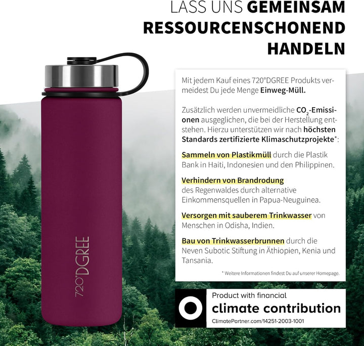 720°DGREE Edelstahl Trinkflasche “noLimit” - Auslaufsicher, Kohlensäure geeignet, BPA-Frei - Thermos