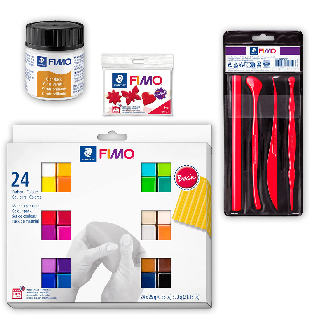 Staedtler 8023 C24-1XST Modelliermasse, 24 Farben, Bundle mit Zubehör Starter Set Bundle mit Zubehör