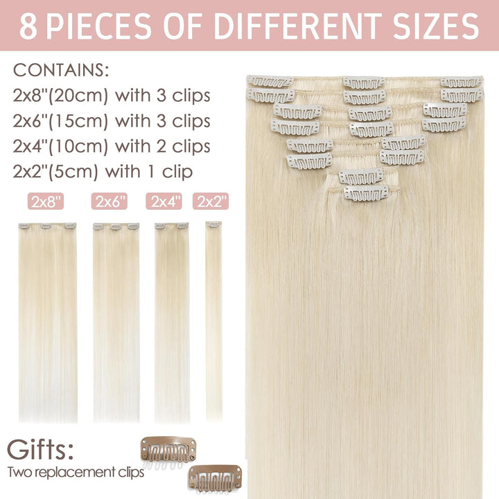 Silk-co Echthaar Clip In Extensions 8 Tressen 18 Clips 60g, Blonde Hair Extensions, Remy Echthaar Cl