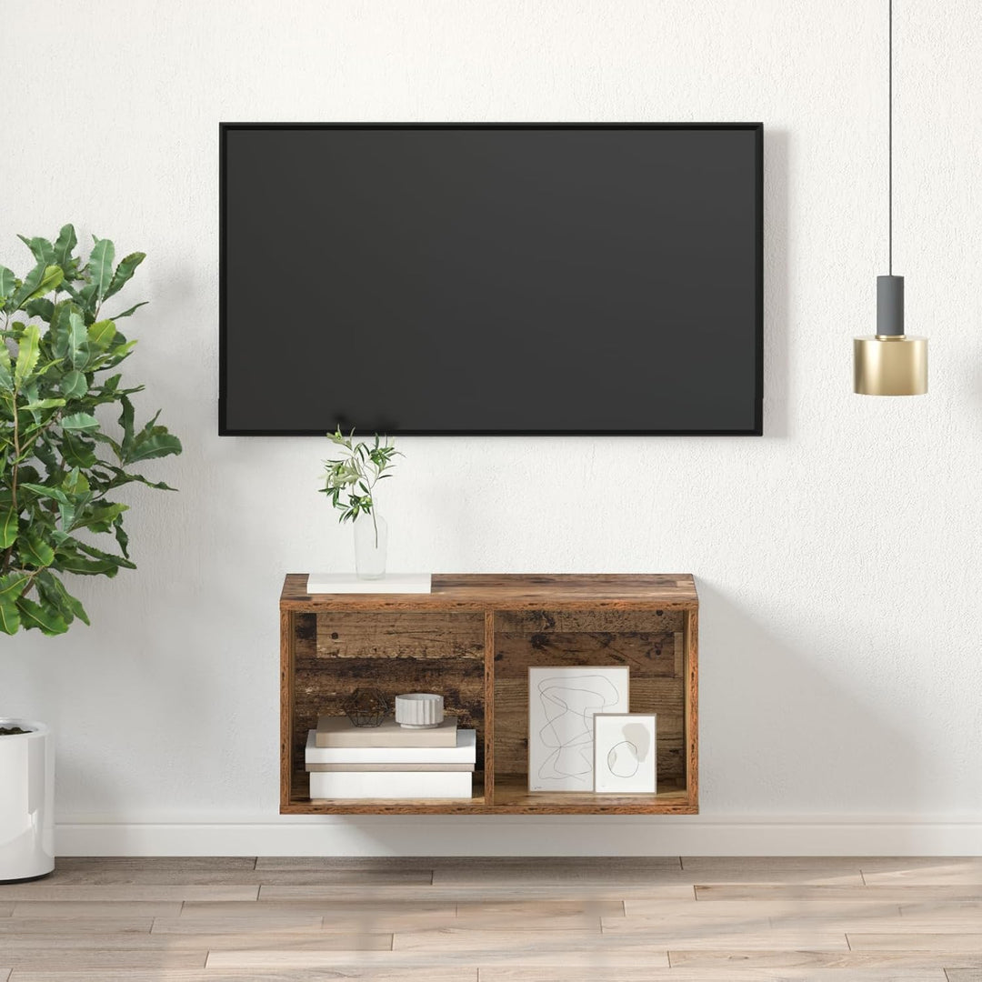 vidaXL TV-Schränk mit Regal Wandmontiert mit Speicher Altholz 37 x 37 x 72 cm Holzwerkstoff 72 cm Al
