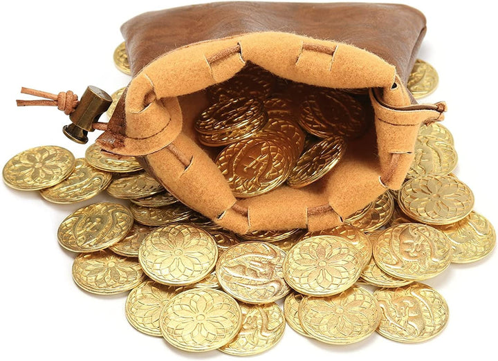 Byhoo, Fantasy-Set mit DND-Metallmünzen und Ledertasche, der neuartige Spielmarkenschatz für Brettsp