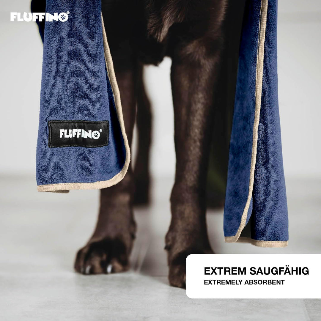 FLUFFINO® 2er Set Hundehandtuch 120 x 70 cm für mittelgrosse & grosse Hunde, extrem saugfähig & weic