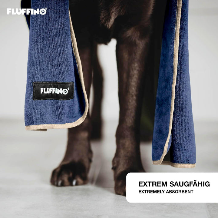FLUFFINO® 2er Set Hundehandtuch 120 x 70 cm für mittelgrosse & grosse Hunde, extrem saugfähig & weic