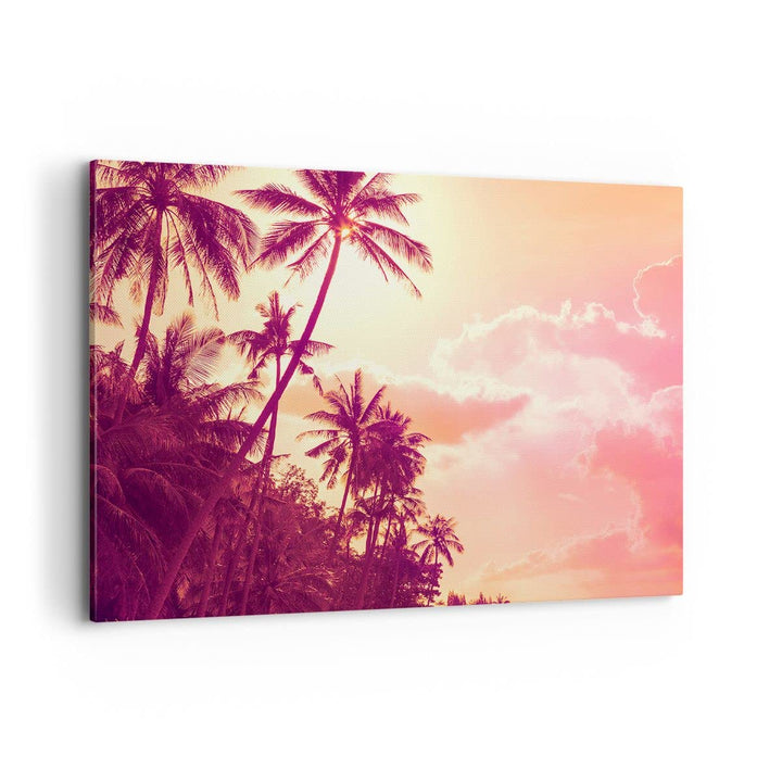 Bilder auf Leinwand 100x70cm Leinwandbild mit Rahmen palme dschungel Gross Wanddeko Bild Schlafzimme