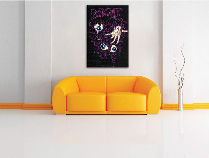 Dark Zombie-Eyes black Leinwandbild Bild auf Leinwand, XXL riesige Bilder fertig gerahmt mit Keilrah
