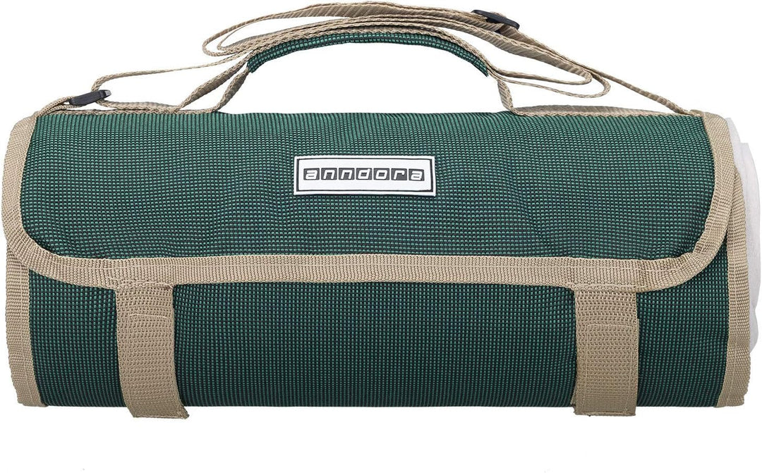 anndora Fleece Picknickdecke wasserdicht 125x150 cm - grün beige, Grün Beige