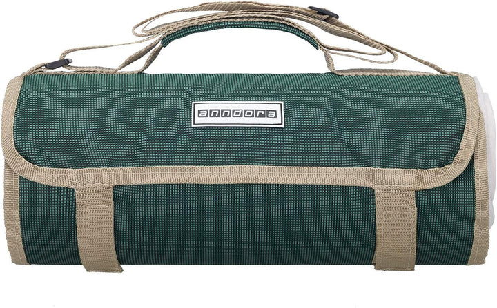 anndora Fleece Picknickdecke wasserdicht 125x150 cm - grün beige, Grün Beige