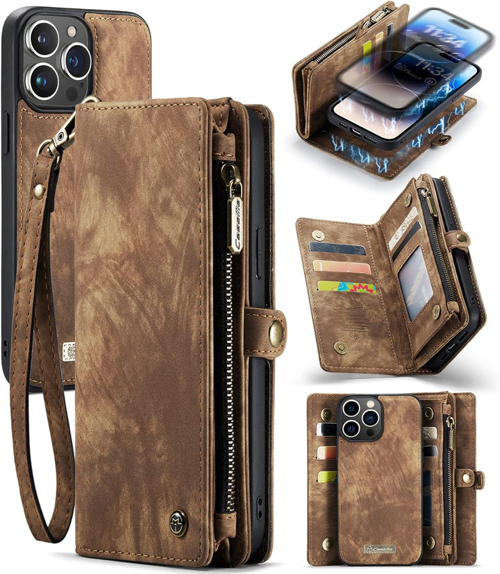 UFinetech iPhone 14 Pro Max Hülle, Flip Leder TPU Stossfest Kartenfach Tasche Handyhülle iPhone 14 P