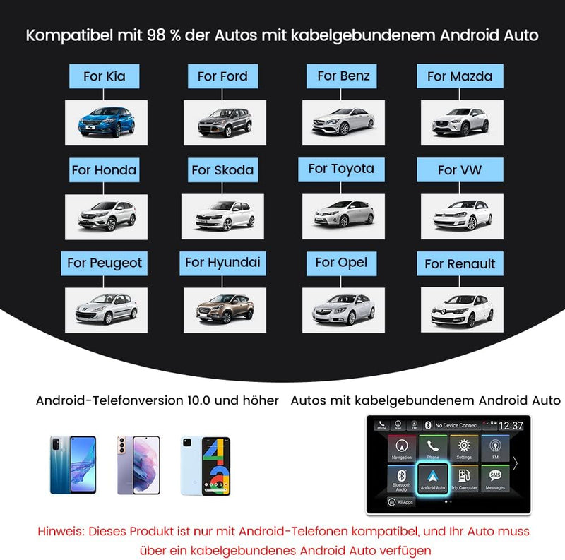 CarlinKit 2022 New Wireless Android Auto Dongle for OEM Wired Android Auto Cars, Bluetooth Version 5