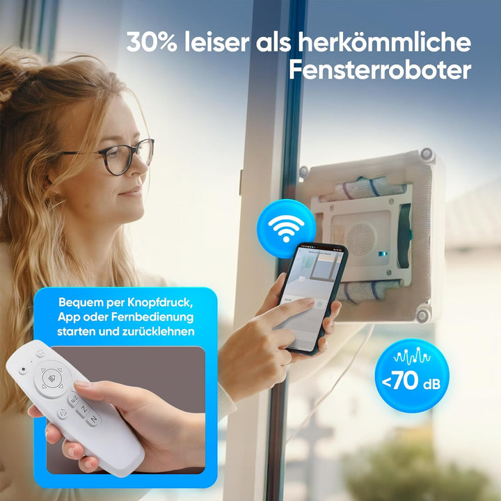 Fensterputzroboter Fensterputzer elektrisch, Fensterroboter 3-Düsen Sprühfunktion & Rollbürsten, win