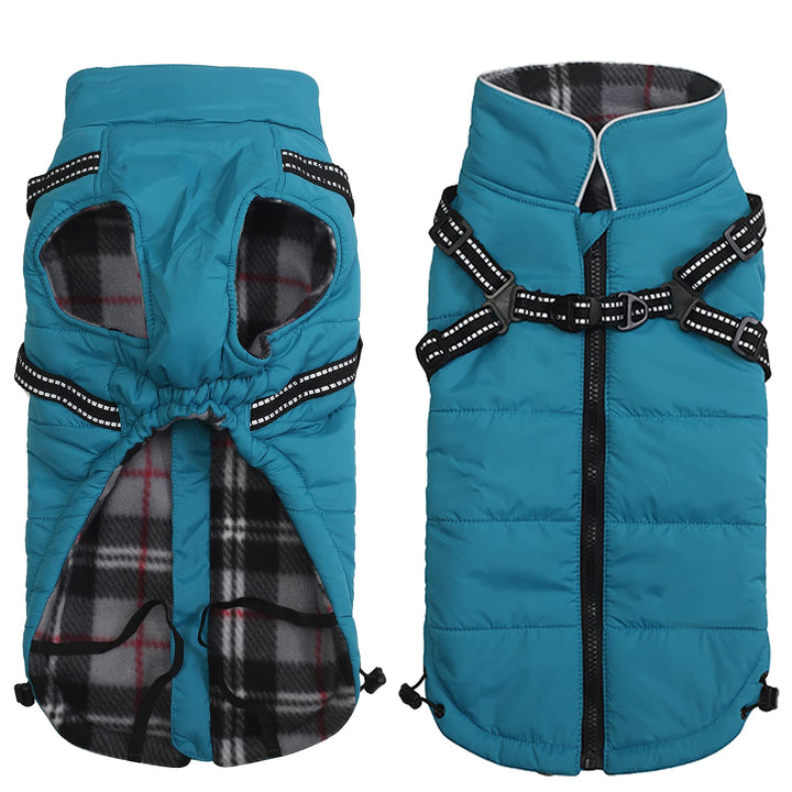 MOREZI Winterhundejacke, wasserdichte Aussenschicht, Fleecefutter, Rückenreissverschluss-Design, mit