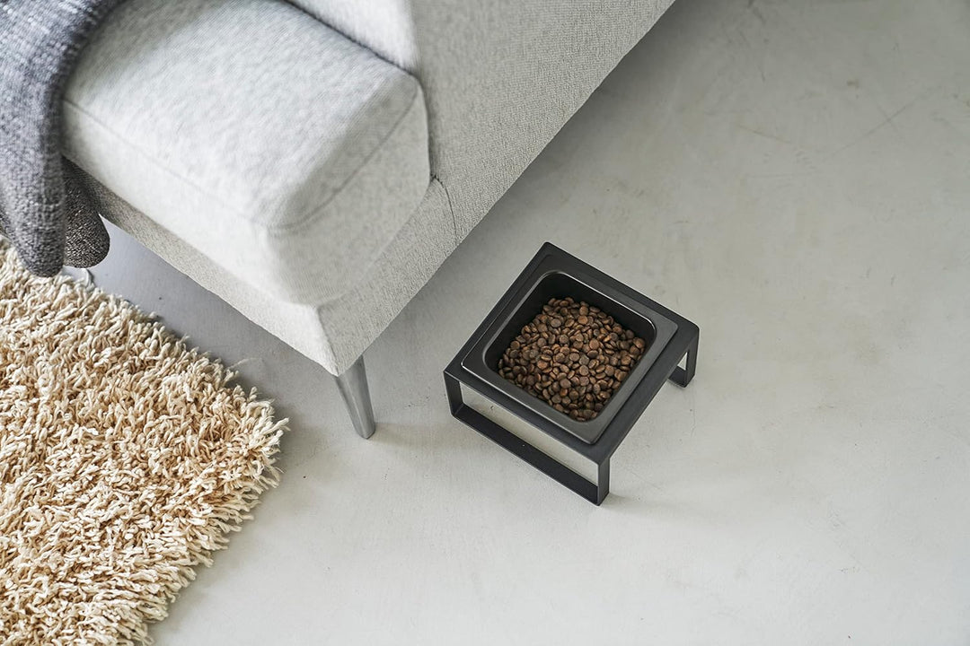 Yamazaki TOWER 5817 Futternapfständer einzeln, 300ML, Schwarz, Stahl/Keramik, Pet Food Bowl Stand, S