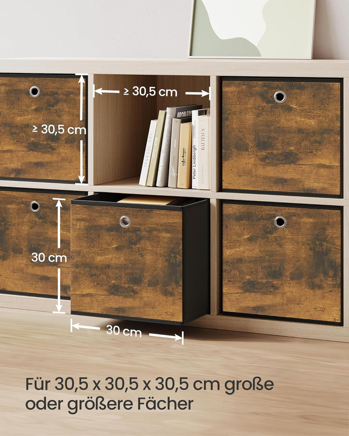 SONGMICS Aufbewahrungsbox, 6er Set, Ordnungsboxen, Vliesstoff, Faltbox, 30 x 30 x 30 cm, Stoffbox, f