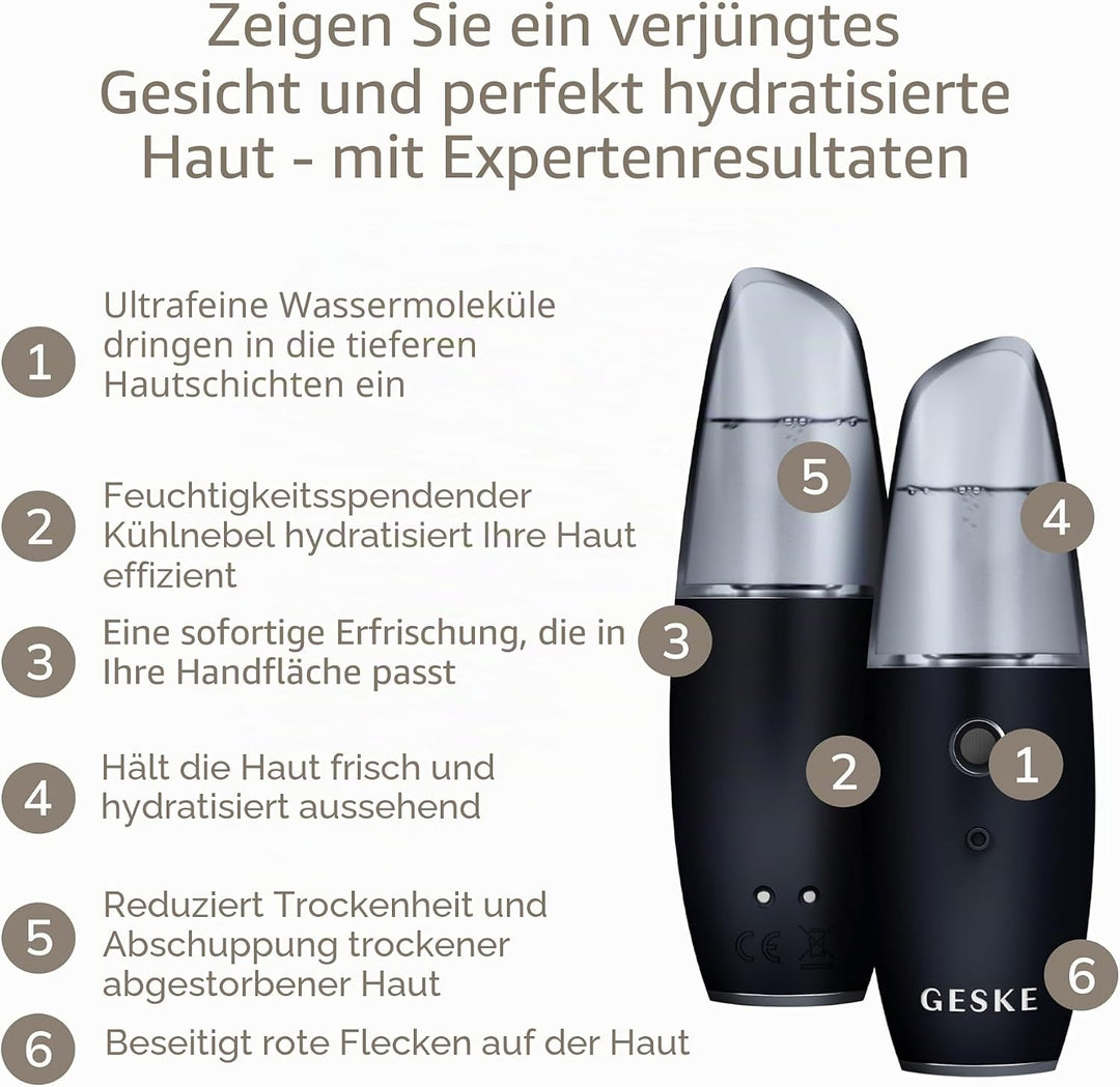 GESKE | SmartAppGuided™ Facial Hydration Refresher | 4 in 1 | Wasserzerstäuber | Gesichtsdampfer | W