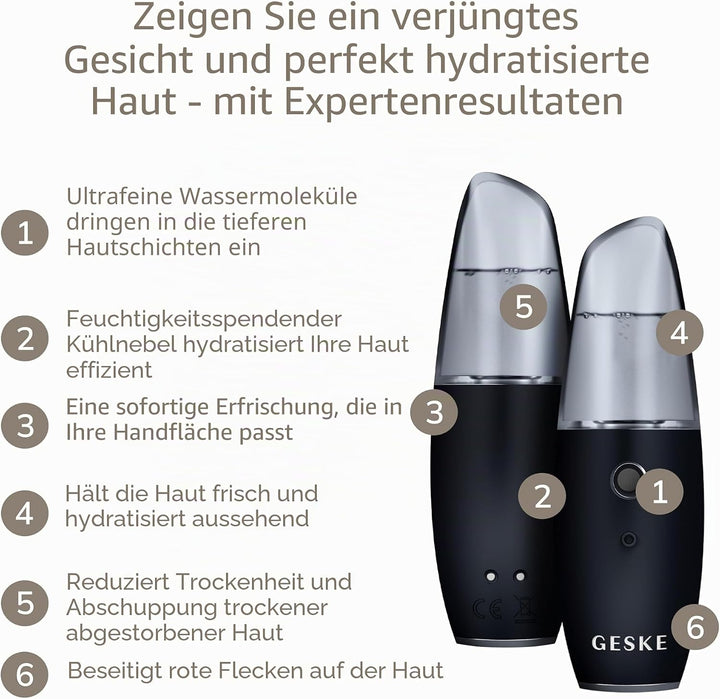 GESKE | SmartAppGuided™ Facial Hydration Refresher | 4 in 1 | Wasserzerstäuber | Gesichtsdampfer | W