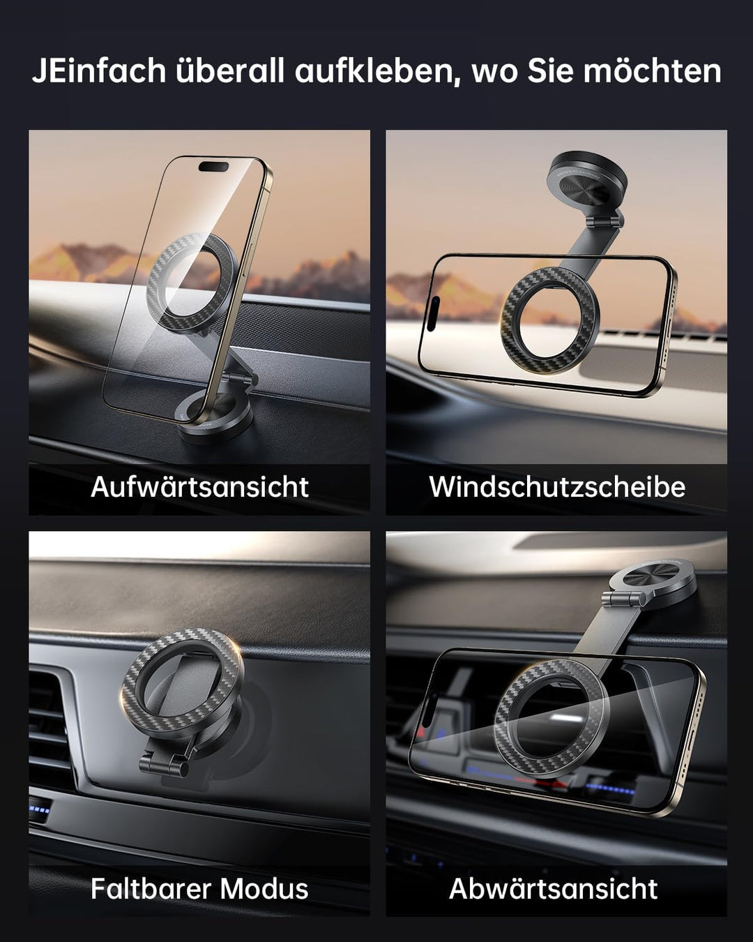 SYNCWIRE Handyhalterung Auto für MagSafe, [360°-Drehung&Faltbar] Magnetischer Telefonhalter das Auto
