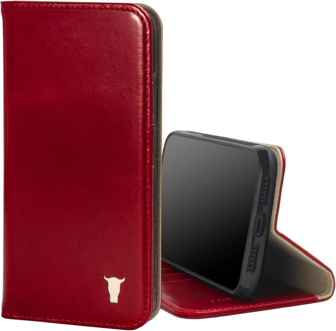 TORRO Hülle kompatibel mit iPhone 11– Premium Leder Hülle mit Standfunktion und Kartenfächern (Rot),