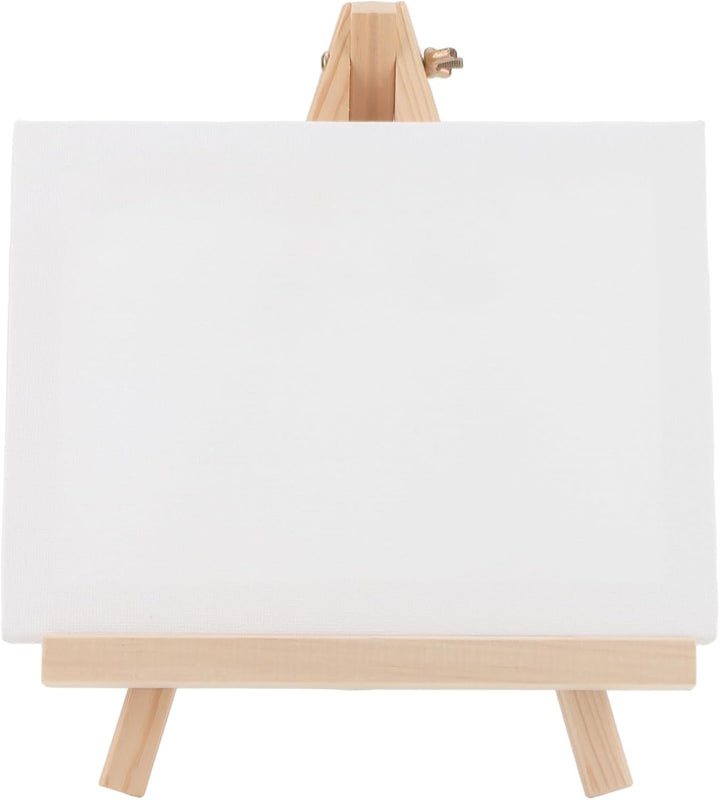 6 Stück klein Leinwand mit Staffelei Set, 18x24cm kleine Staffelei Holz mit 15x20cm Mini Leinwand, T