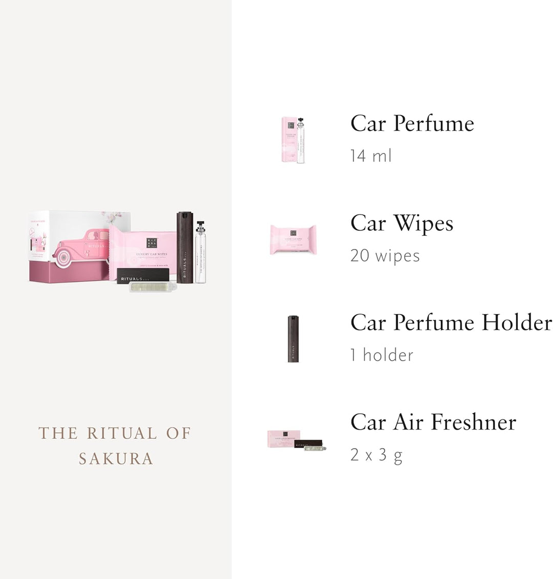 RITUALS The Ritual of Sakura Autoparfum Geschenkset – Enthält ein Autoparfum, eine Packung Autotüche