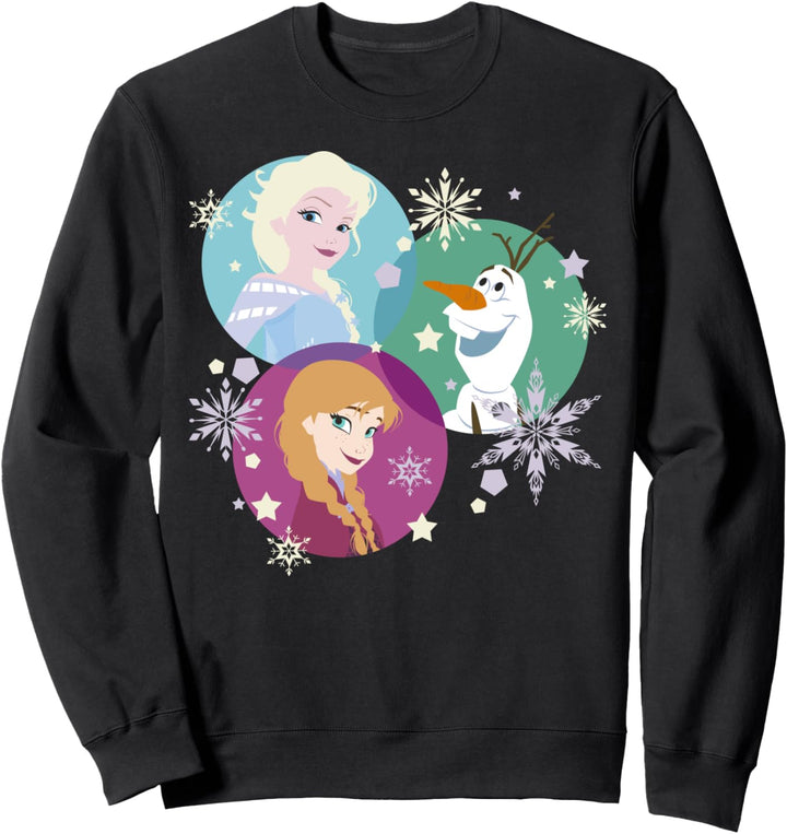 Disney Frozen Elsa Anna Olaf Circle Cartoon Portraits Sweatshirt