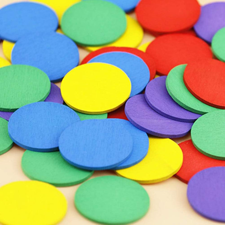 Toyvian 100 Stück runde Holzstücke bunte Scheiben Lernwerkzeuge Schüler Mathematik Lehrmittel für Ki