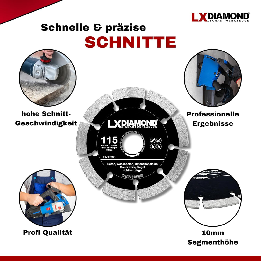 Diamant-Trennscheibe 2x 115mm x 22,23mm - für Winkelschleifer Mauernutfräse Schlitzfräse - Diamantsc