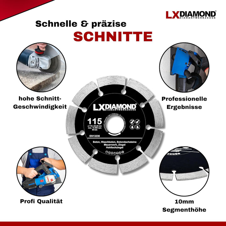 Diamant-Trennscheibe 2x 115mm x 22,23mm - für Winkelschleifer Mauernutfräse Schlitzfräse - Diamantsc