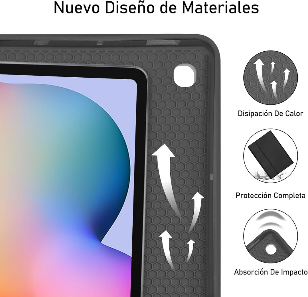 Schutzhülle mit spanischer Tastatur Ñ für Samsung Galaxy Tab S6 Lite, dünne Hülle mit Stifthalter, m