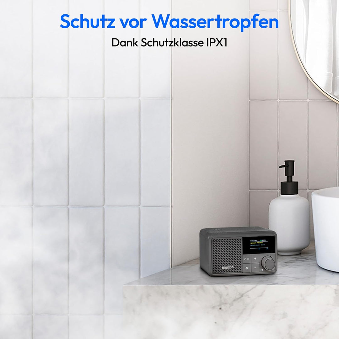 MEDION S66822 Tragbares Mini DAB+ Radio mit Bluetooth (Akku, dimmbares Farbdisplay, Teleskopantenne,